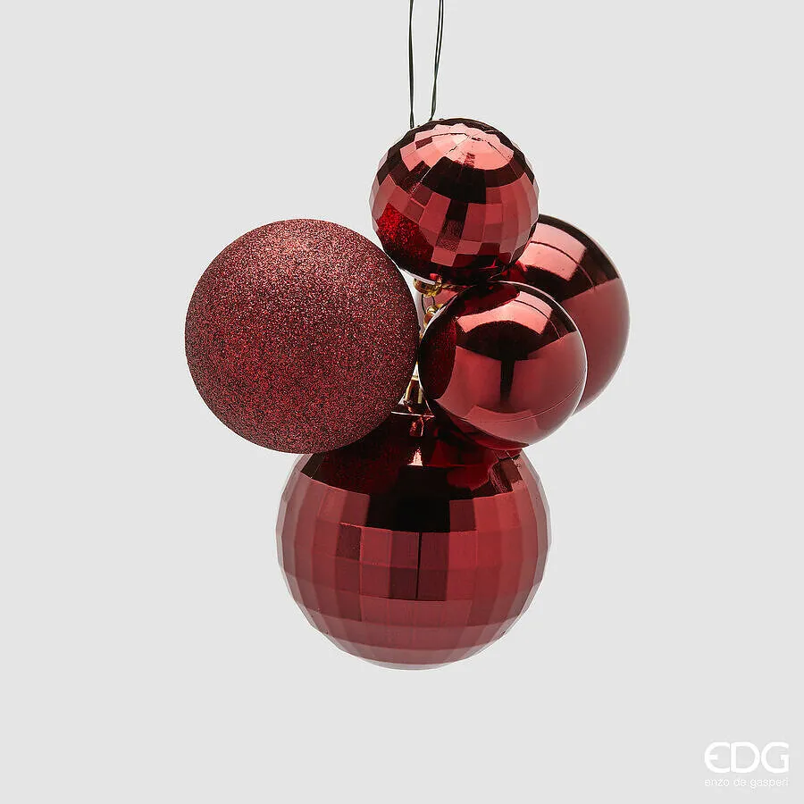 EDG Enzo De Gasperi Christmas Decoration Bunch MirrorMix 5 Pcs Burgund