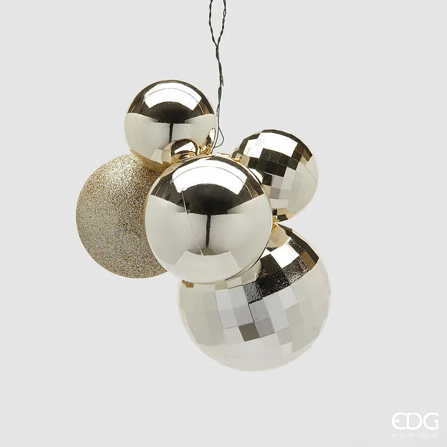 EDG Enzo De Gasperi Christmas Decoration Bunch MirrorMix 5 Pcs Champag