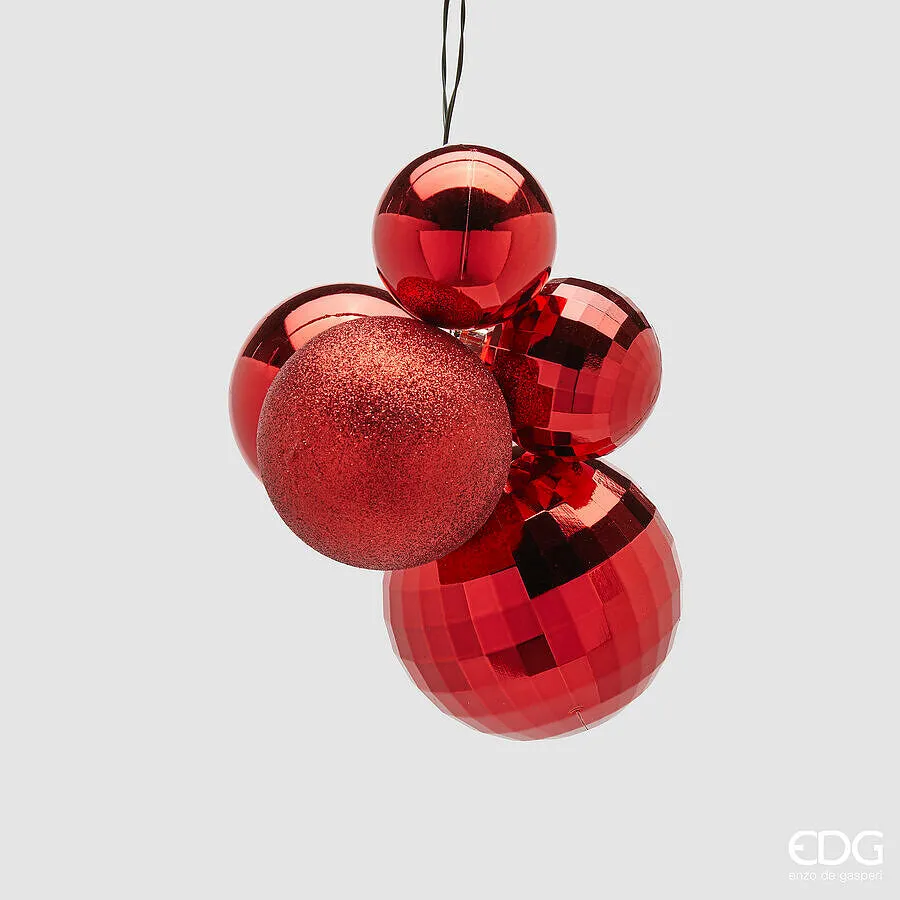 EDG Enzo De Gasperi Christmas Decoration Cluster MirrorMix 5 Pcs Red