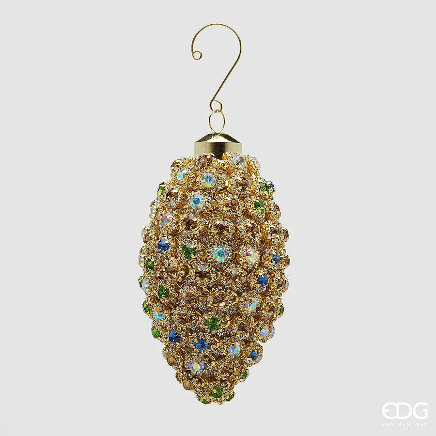 EDG Enzo De Gasperi Addobbo Fuso Super Gemme di Natale D 14 Cm Gold