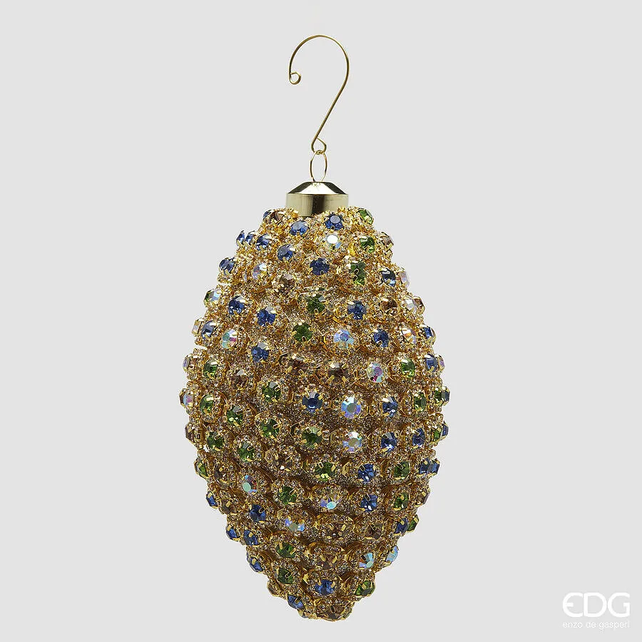 EDG Enzo De Gasperi Addobbo Fuso Super Gemme di Natale D 17 Cm Gold