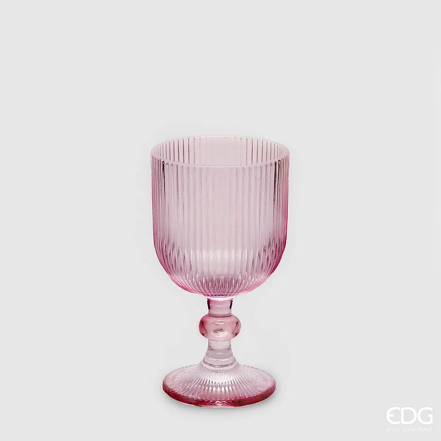 EDG Enzo De Gasperi Striped Glass Goblet H 14 Cm D 8 Cm Color Pink 6 P