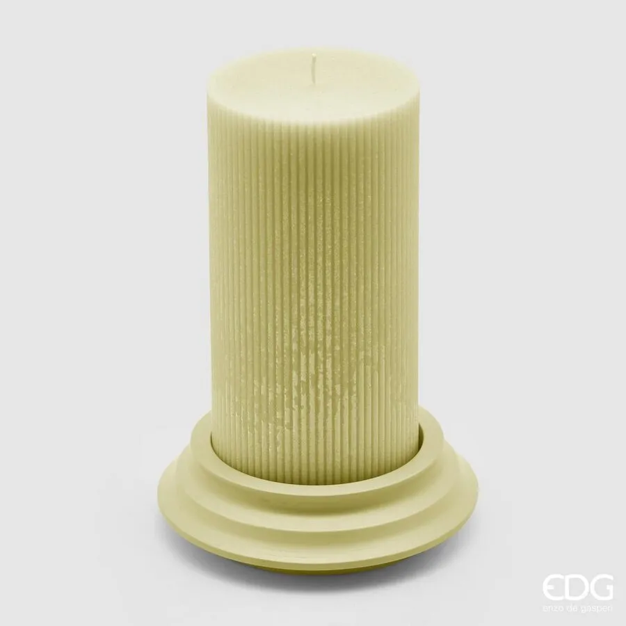 EDG Enzo De Gasperi Doric Candle with Plate H 20 Cm D 10 Cm Light Yell