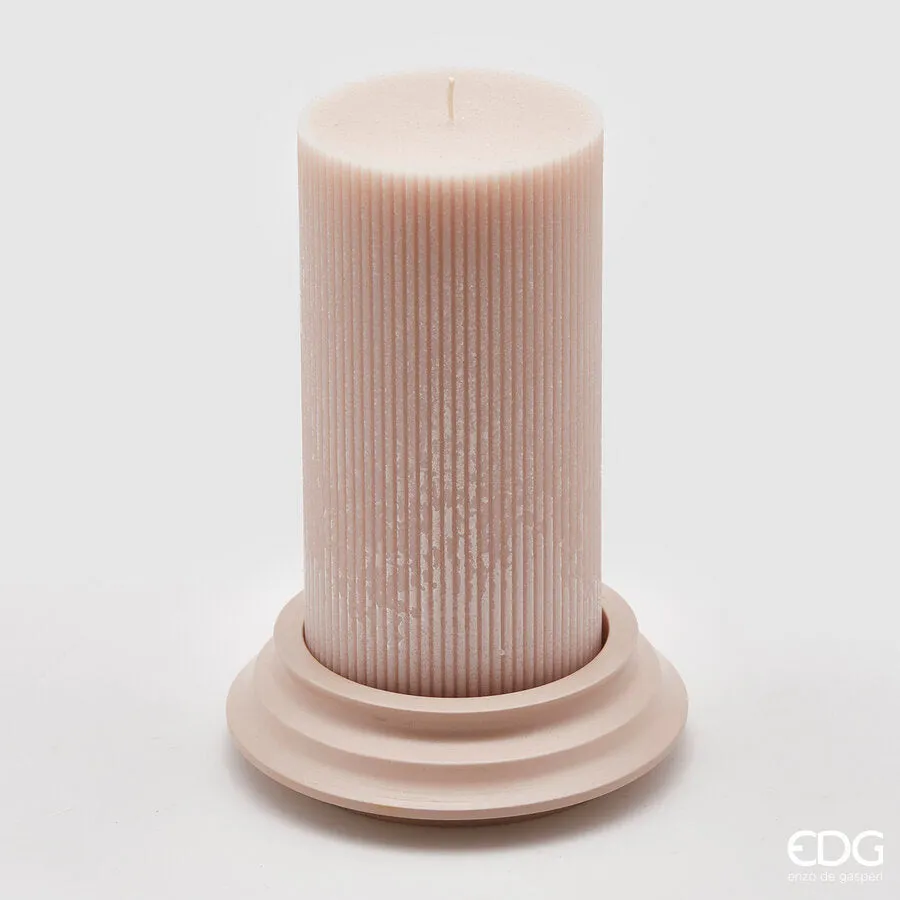 EDG Enzo De Gasperi Doric Candle with Plate H 20 Cm D 10 Cm Pale Pink