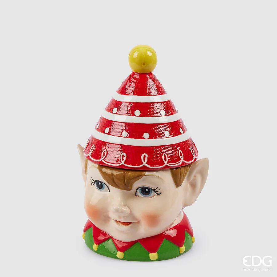 EDG Enzo De Gasperi Contenitore Elfo Natale H 27,5 Cm L 18,5 Cm L 16,5