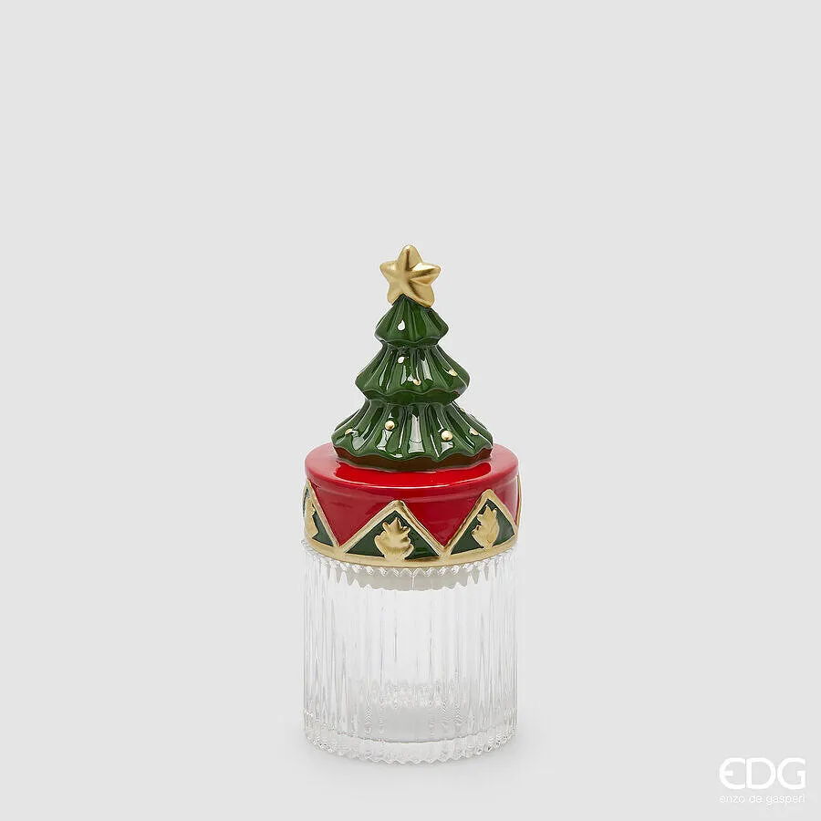 EDG Enzo De Gasperi Contenitore Pino Natale H 25 Cm D 11 Cm Green Red