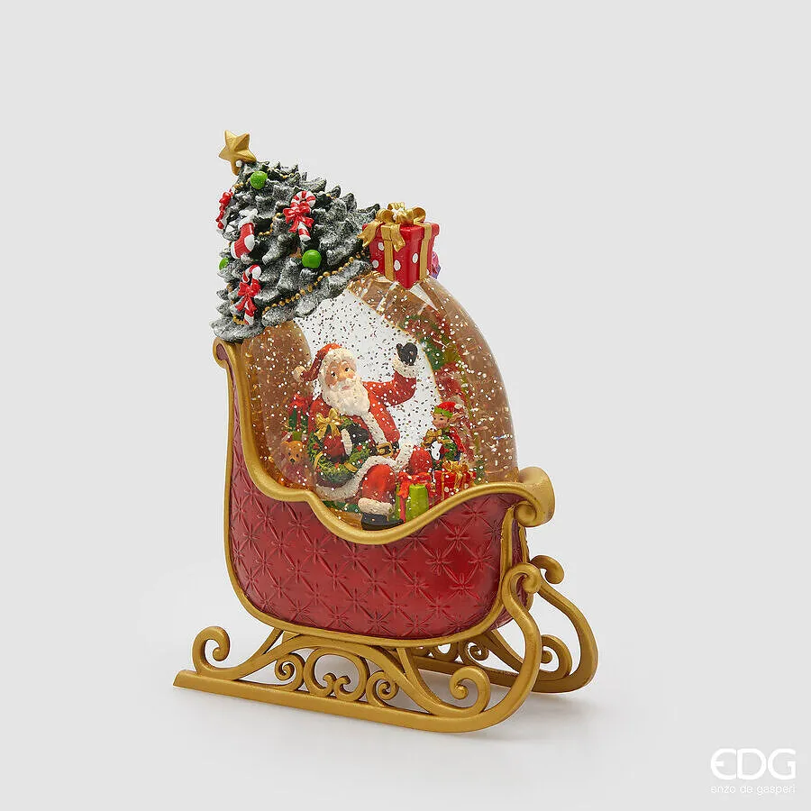 EDG Enzo De Gasperi Decoro Babbo Natale con Slitta H 25,4 Cm L 18 Cm L
