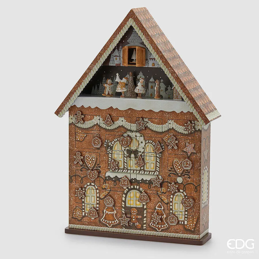 EDG Enzo De Gasperi Decoro Casetta Avvento Natale H 62 Cm L 39 Cm L 11