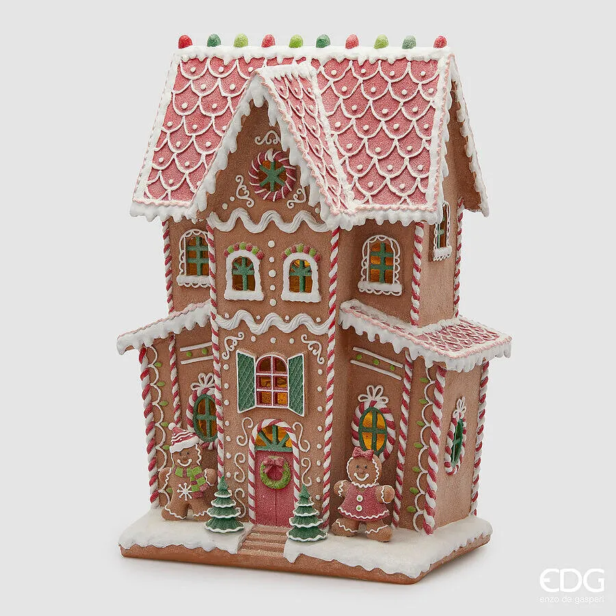EDG Enzo De Gasperi Decoro Casetta Marzapane Natale Led H 76 Cm L 54 C