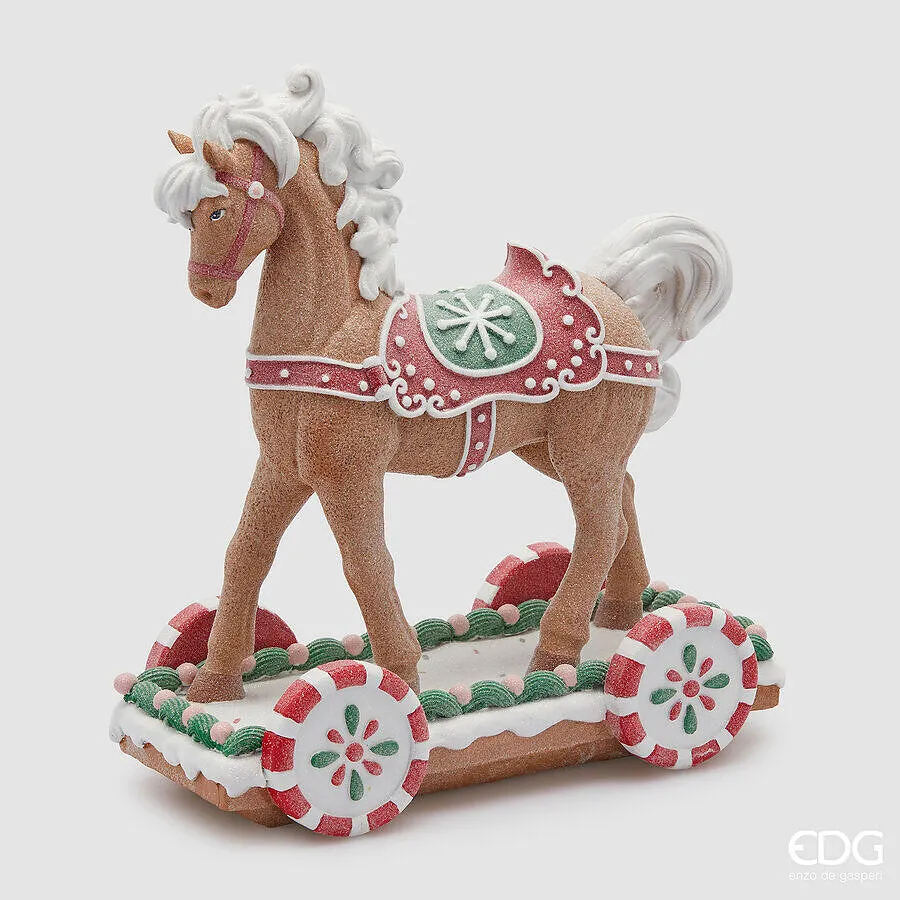 EDG Enzo De Gasperi Decoro Cavallo Marzapane Natale H 38 Cm L 34,5 Cm