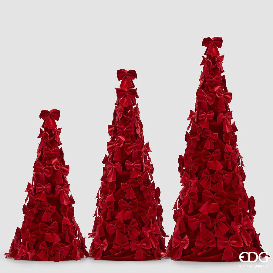 EDG Enzo De Gasperi Decoro Cono con Fiocchi di Natale H 150 Cm D 55 Cm