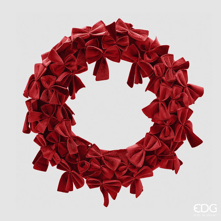 EDG Enzo De Gasperi Decoro Corona con Fiocchi Natale D 60 Cm Red