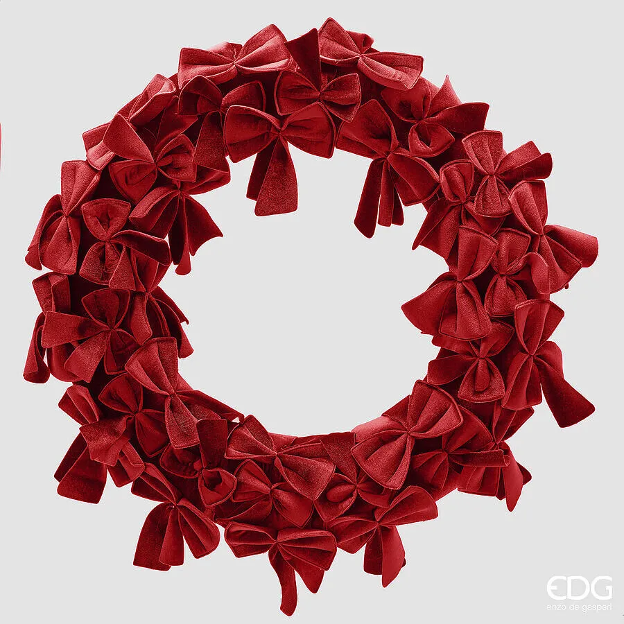 EDG Enzo De Gasperi Decoro Corona con Fiocchi Natale D 75 Cm Red