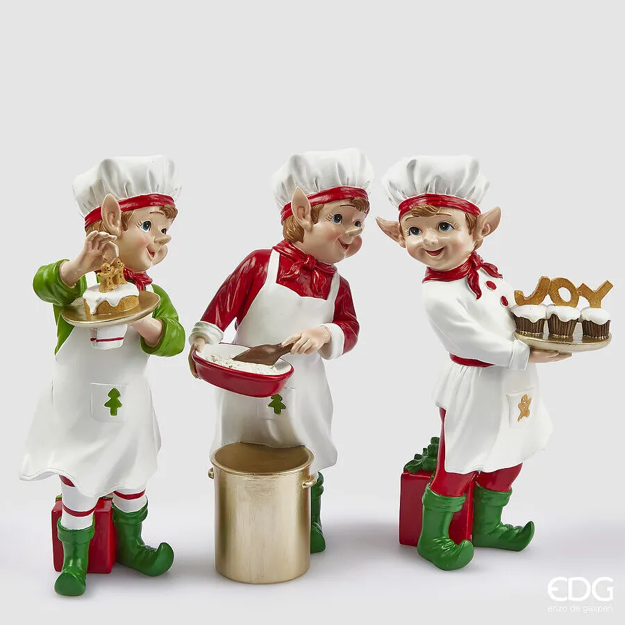EDG Enzo De Gasperi Decoro Elfo Cuoco di Natale Ass. H 30 Cm Green Red
