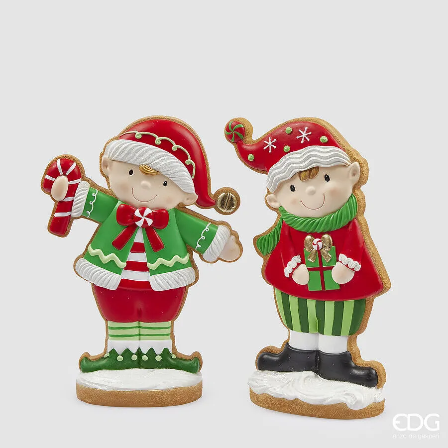 EDG Enzo De Gasperi Decoro Elfo di Natale Ass. H 32 Cm Green Red 1 Pz