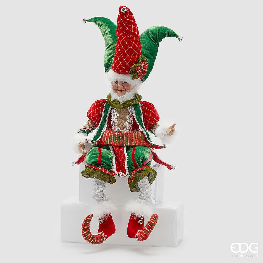 EDG Enzo De Gasperi Decoro Elfo Natale H 90 Cm Green Red