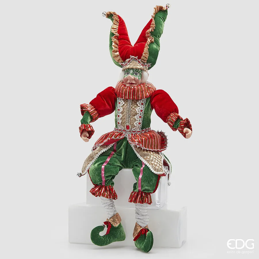 EDG Enzo De Gasperi Decoro Giullare Natale H 90 Cm Green Red