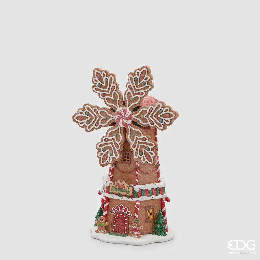 EDG Enzo De Gasperi Decoro Mulino Marzapane Natale Led H 50 Cm L 30 Cm