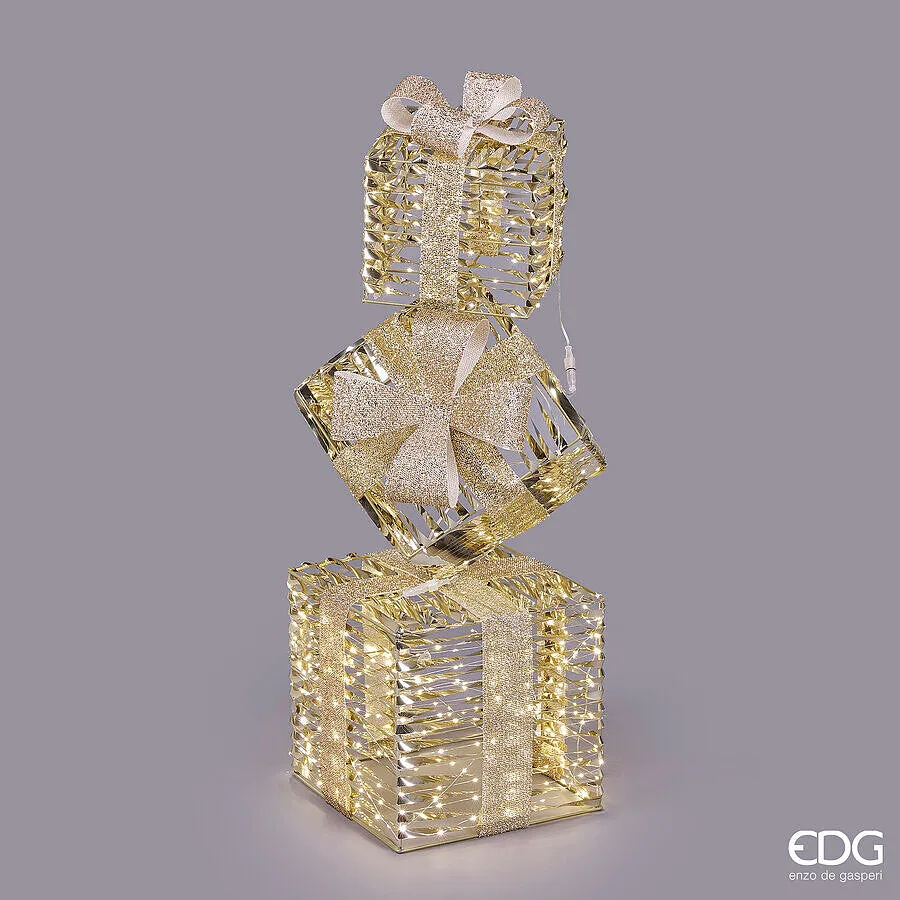 EDG Enzo De Gasperi Christmas Decoration Gift Box Stripes 600 MicroLed