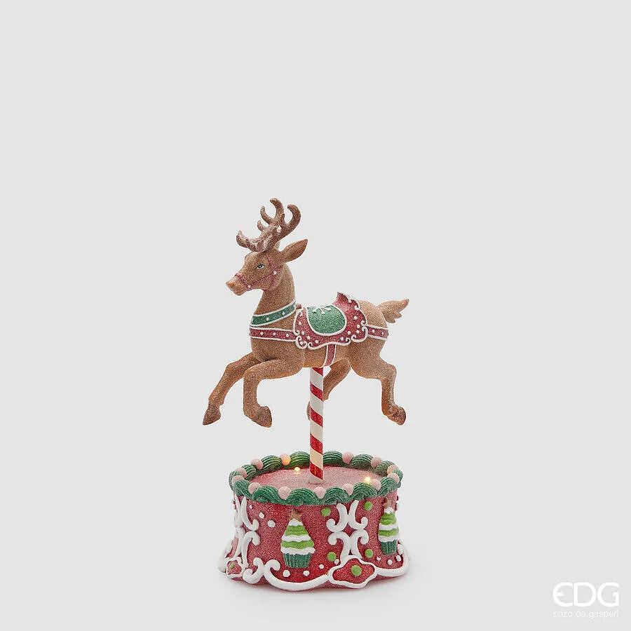 EDG Enzo De Gasperi Decoro Renna Marzapane Natale Mov. H 29 Cm L 17 Cm