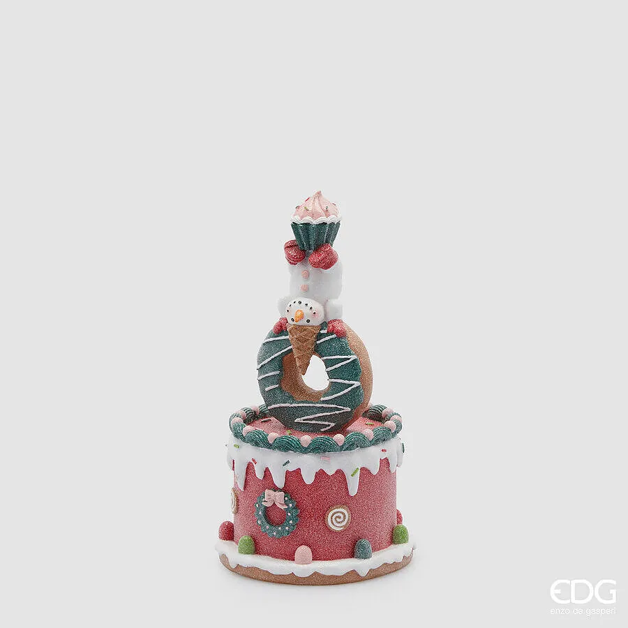 EDG Enzo De Gasperi Decoro Torta Xmas Natale H 30 Cm D 16 Cm Green Red