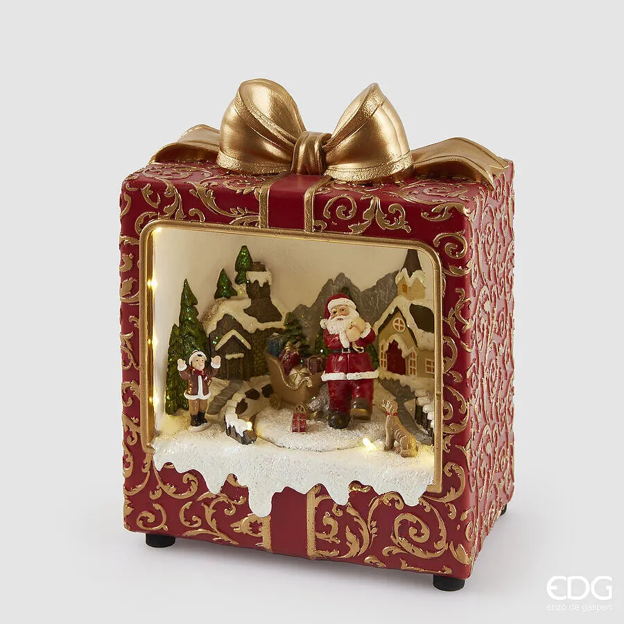 EDG Enzo De Gasperi Diorama Pacco Regalo di Natale Led H 24 Cm L 20 Cm