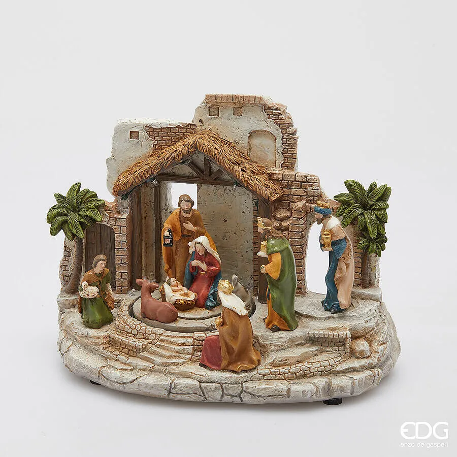 EDG Enzo De Gasperi Diorama Presepe di Natale H 22 Cm L 29 Cm L 16 Cm
