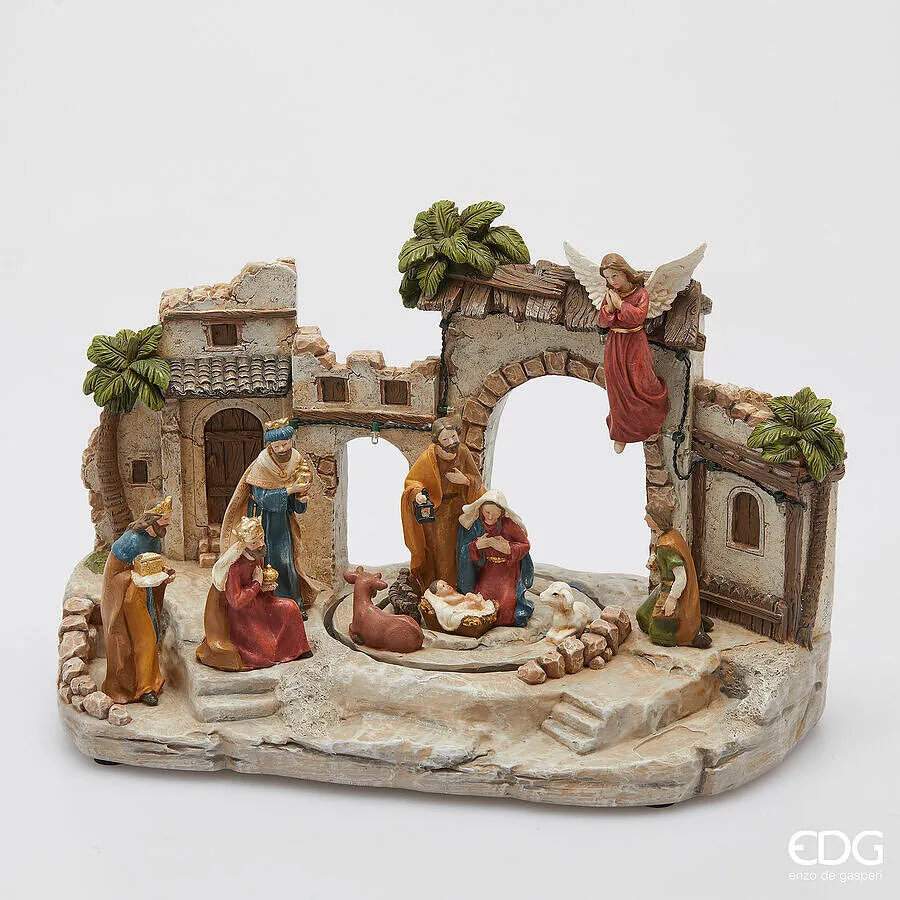 EDG Enzo De Gasperi Diorama Presepe di Natale H 22,5 Cm L 34 Cm L 18 C