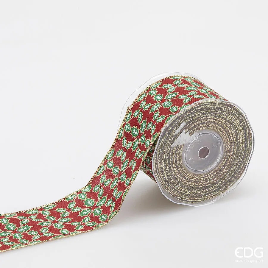 EDG Enzo De Gasperi Nastro Agrifoglio di Natale H 65 Mm L 10 Mt Green