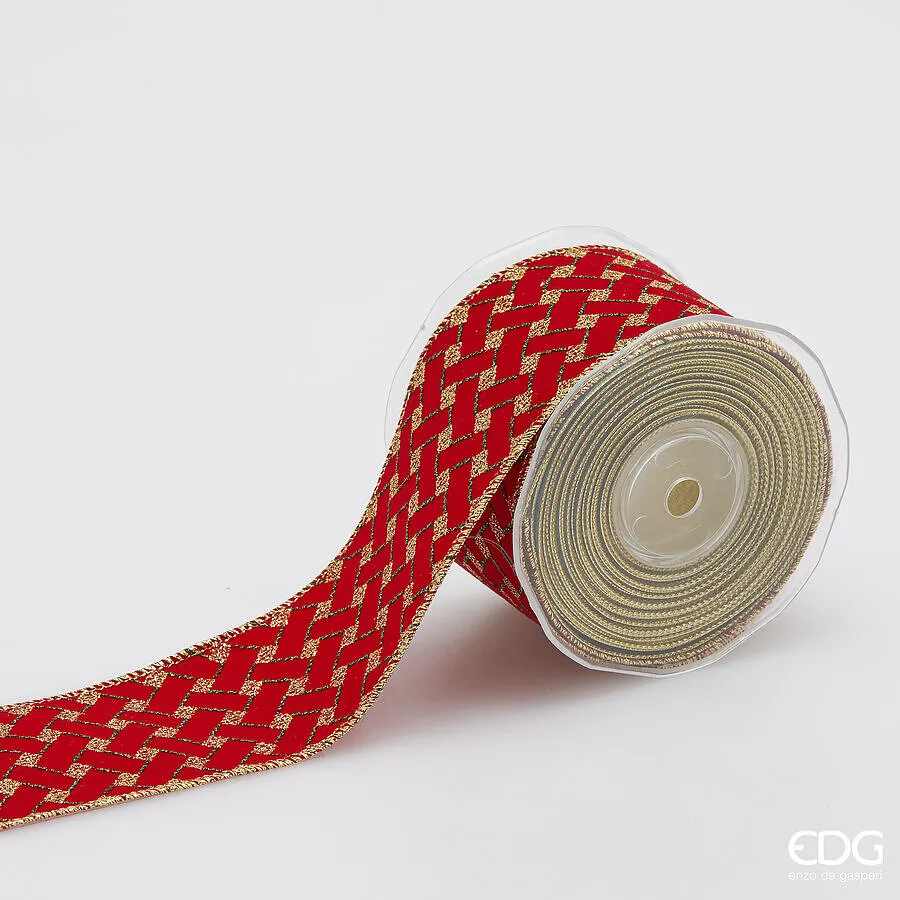 EDG Enzo De Gasperi Nastro Quadri di Natale H 65 Mm L 10 Mt Green Red