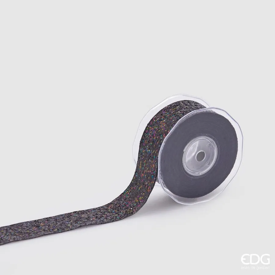 EDG Enzo De Gasperi Nastro Shineglitt. di Natale H 38 Mm L 10 Mt Black