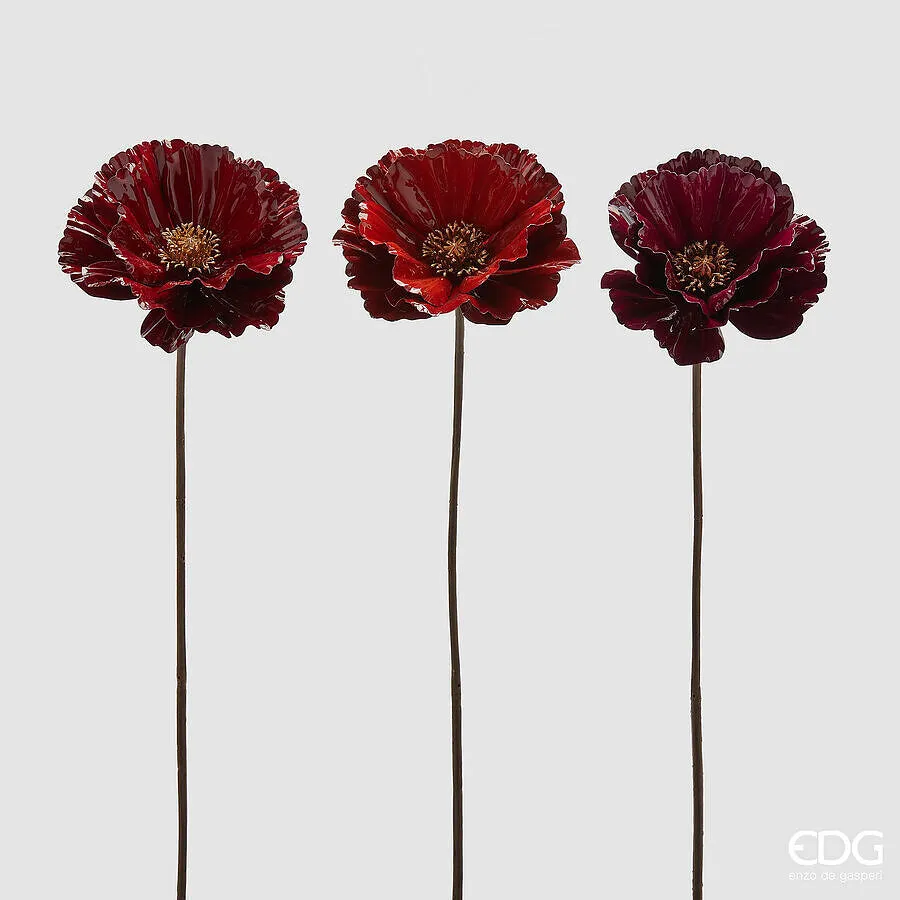 EDG Enzo De Gasperi Papavero Glossy Ramo Ass. H 70 Cm Red Mix 1 Pz