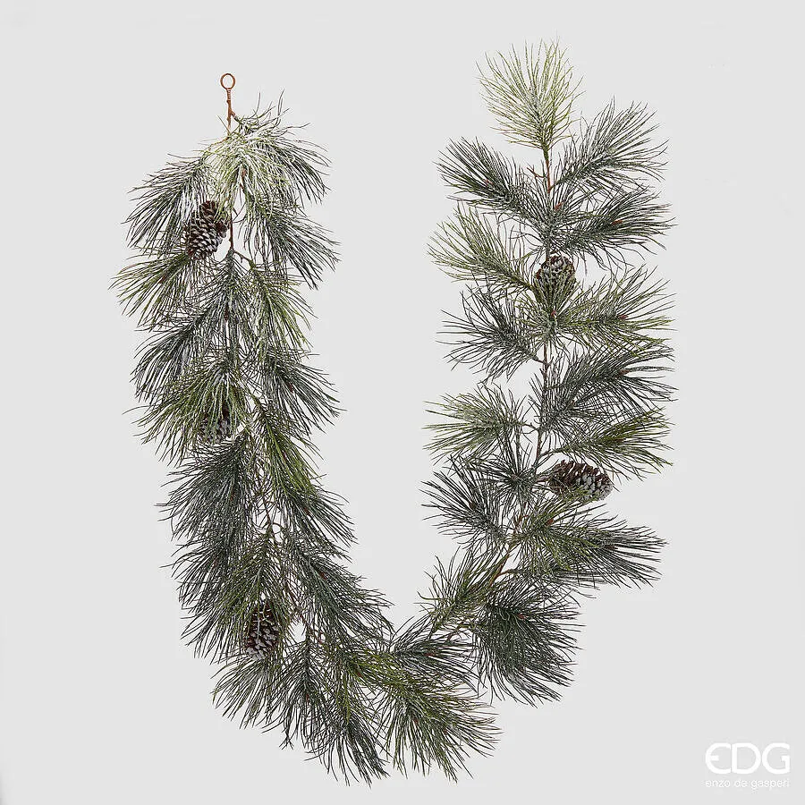 EDG Enzo De Gasperi Pine with Pine Cones Snowy Christmas Garland H 183