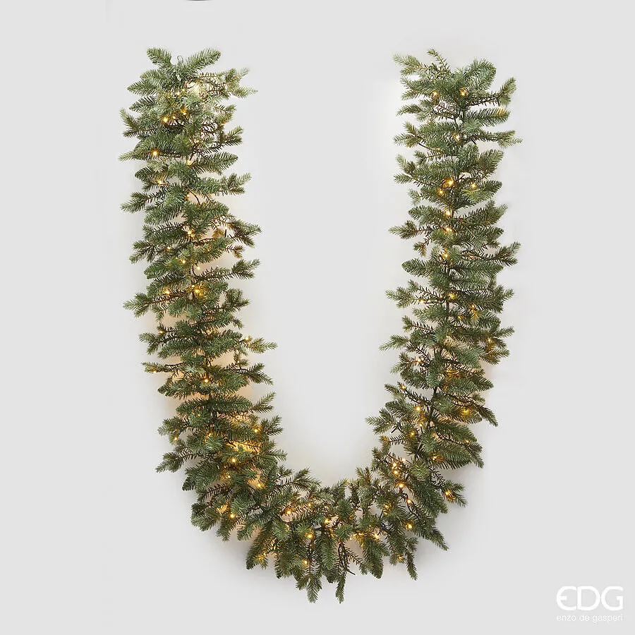 EDG Enzo De Gasperi Pine Christmas Garland Silver 170 MiniLed L 270 Cm