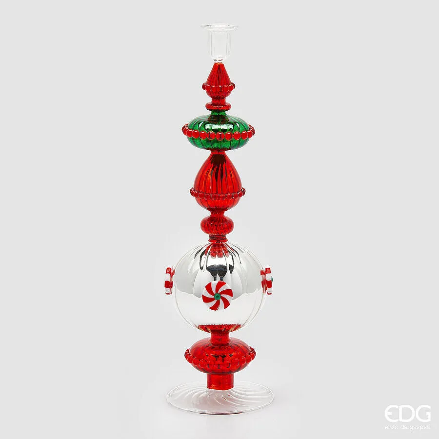 EDG Enzo De Gasperi Portacandela Candy di Natale H 44 Cm Green Red