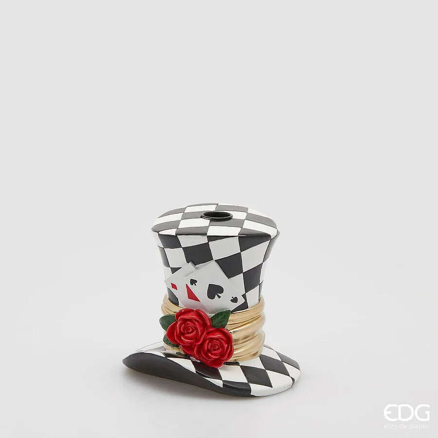 EDG Enzo De Gasperi Portacandela Cappello Natale H 14,5 Cm D 16 Cm Whi