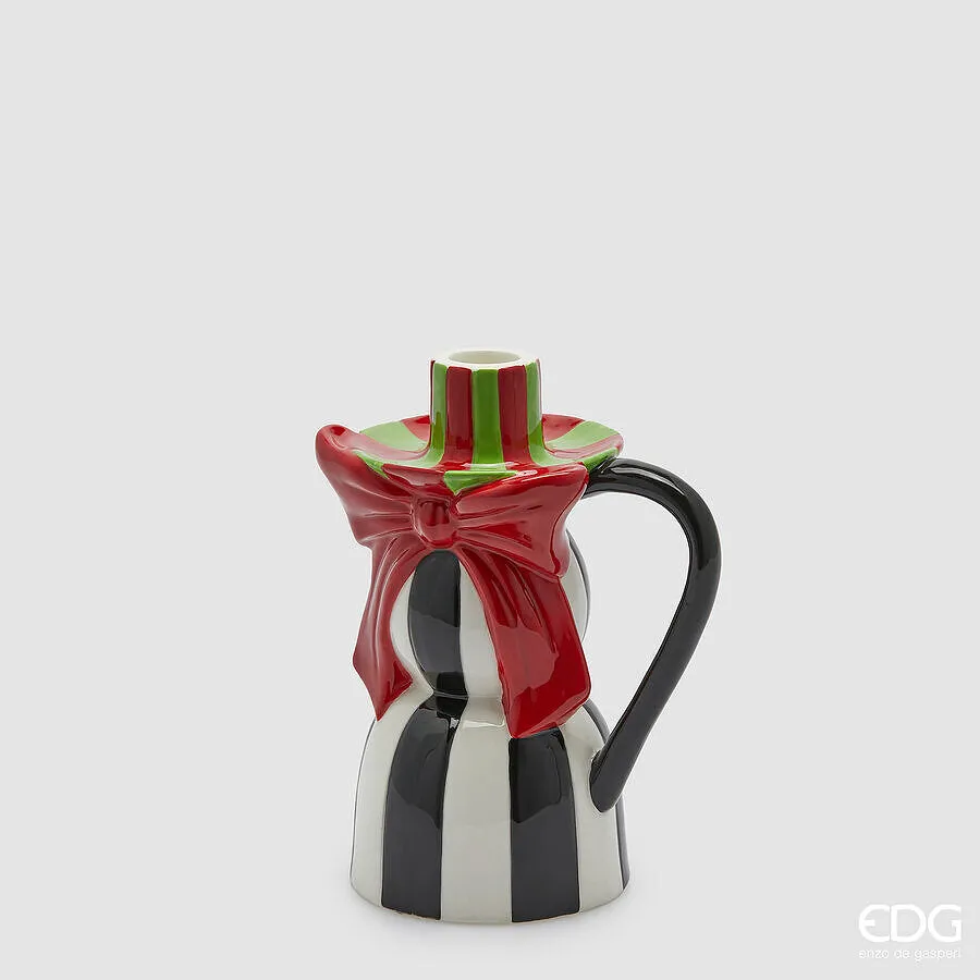EDG Enzo De Gasperi Portacandela con Fiocco Natale H 18 Cm L 14 Cm L 1