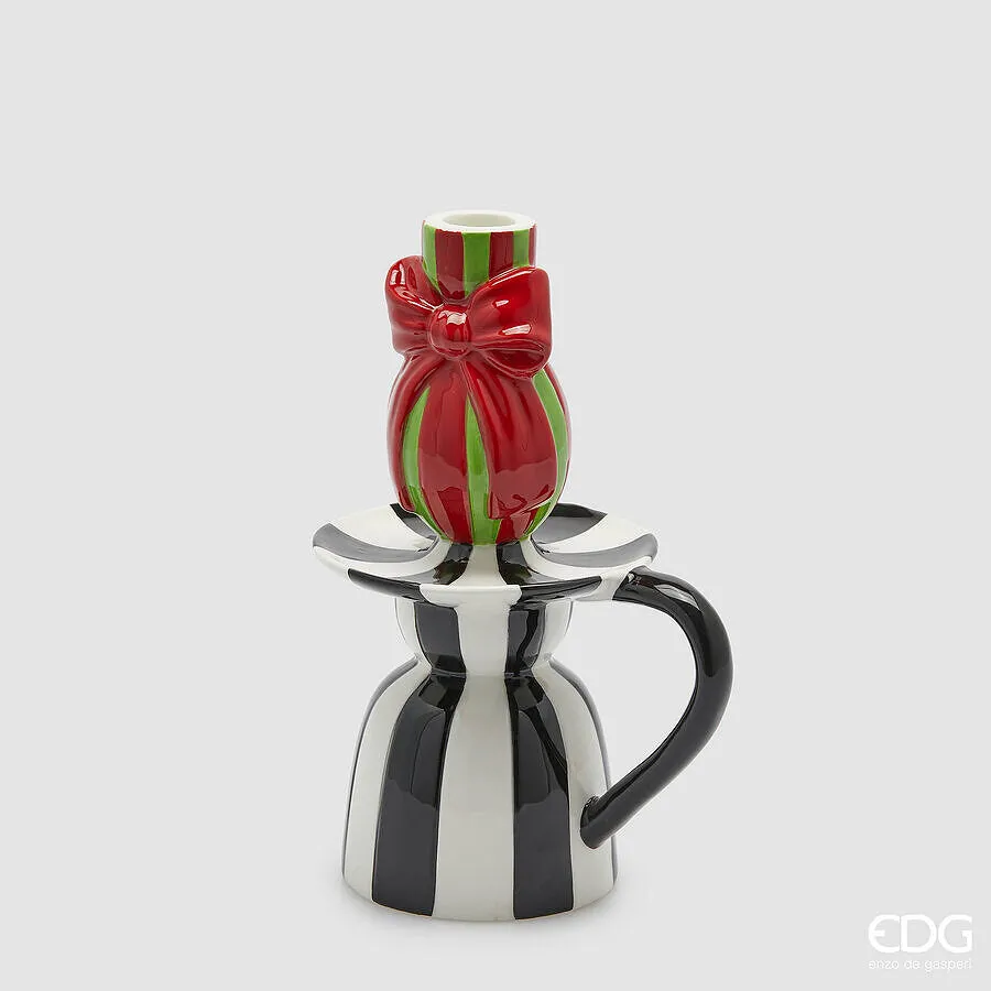 EDG Enzo De Gasperi Portacandela con Fiocco Natale H 23 Cm L 15 Cm L 1