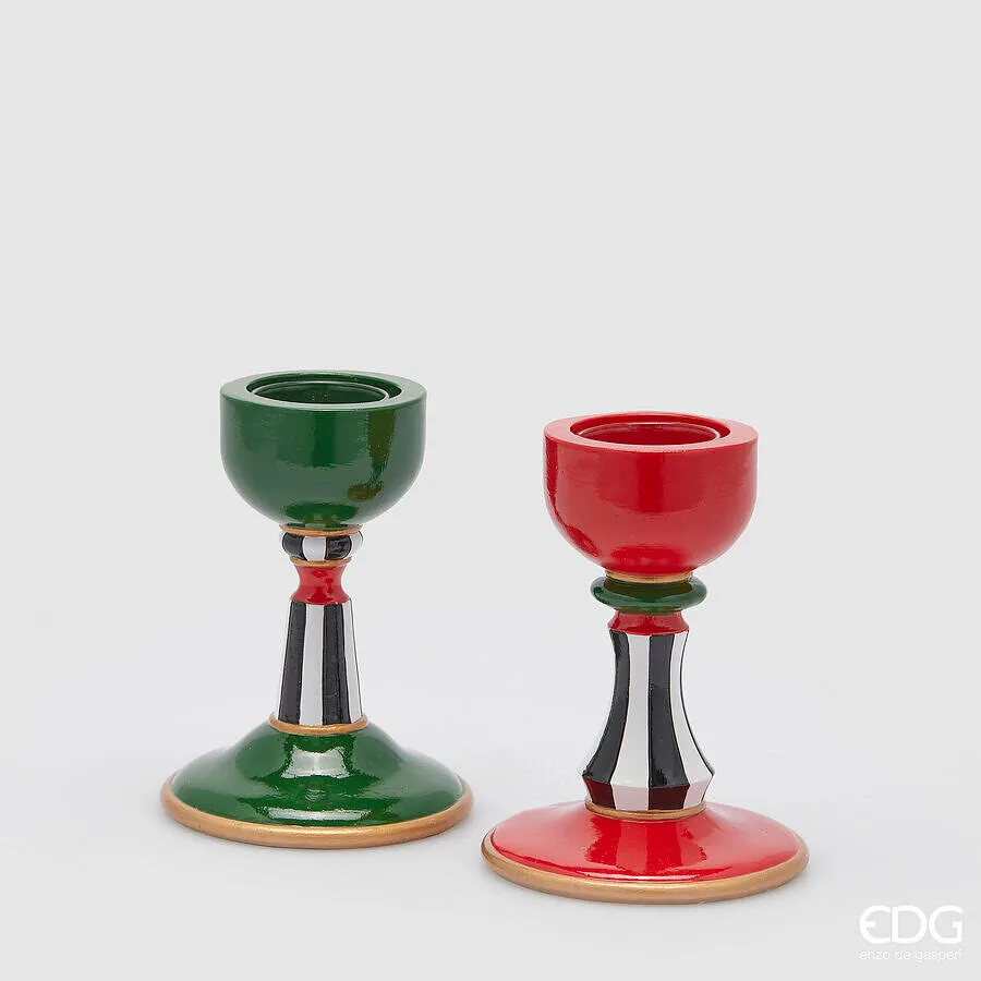 EDG Enzo De Gasperi Portacandela di Natale Scacchi Ass. H 15 Cm D 11 C