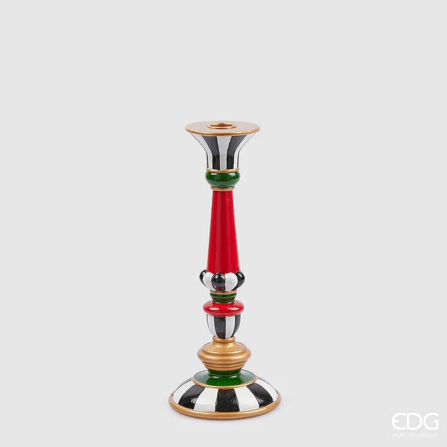 EDG Enzo De Gasperi Portacandela di Natale Scacchi H 28 Cm D 14 Cm Whi