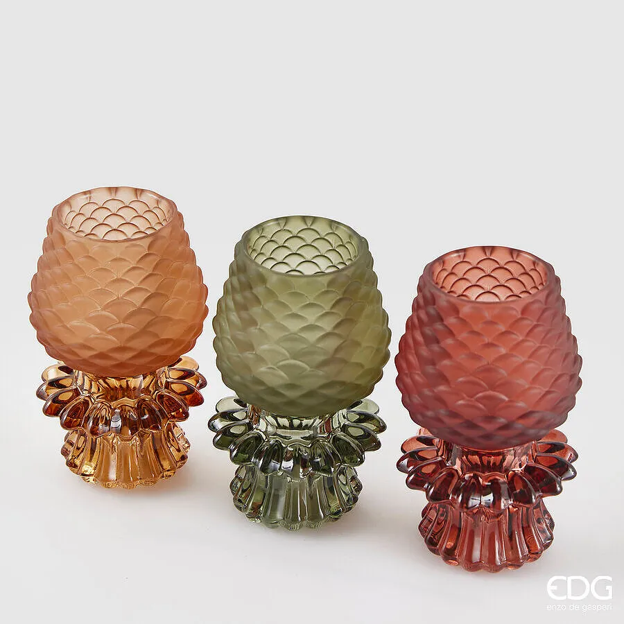 EDG Enzo De Gasperi Portacandela Pigna di Natale con Base Ass. H 12,5