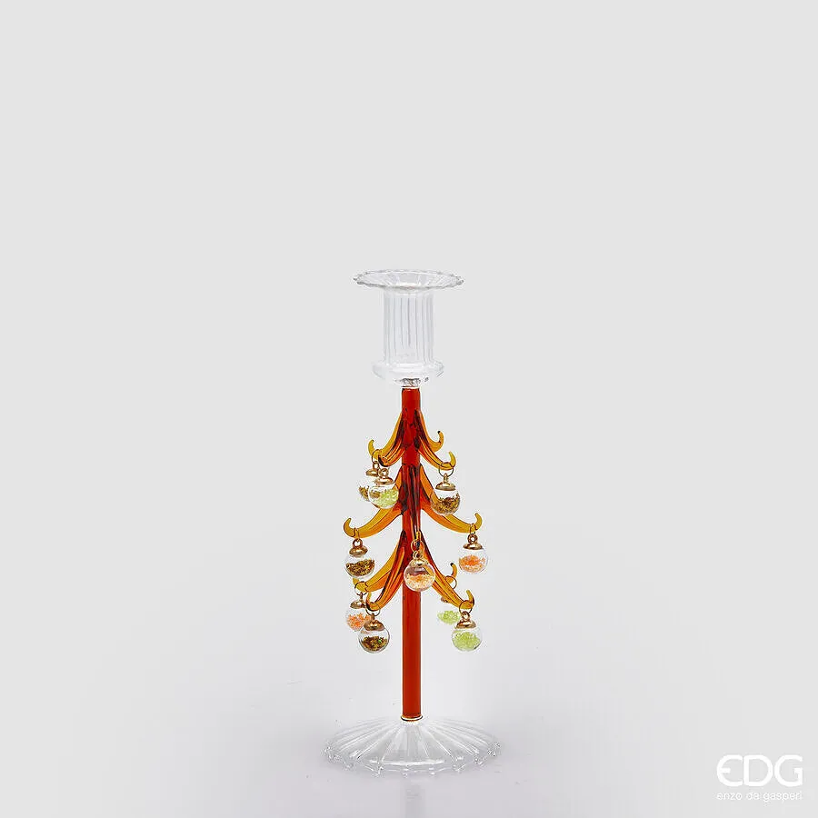 EDG Enzo De Gasperi Portacandela Pino di Natale H 24,5 Cm D 9 Cm Brown