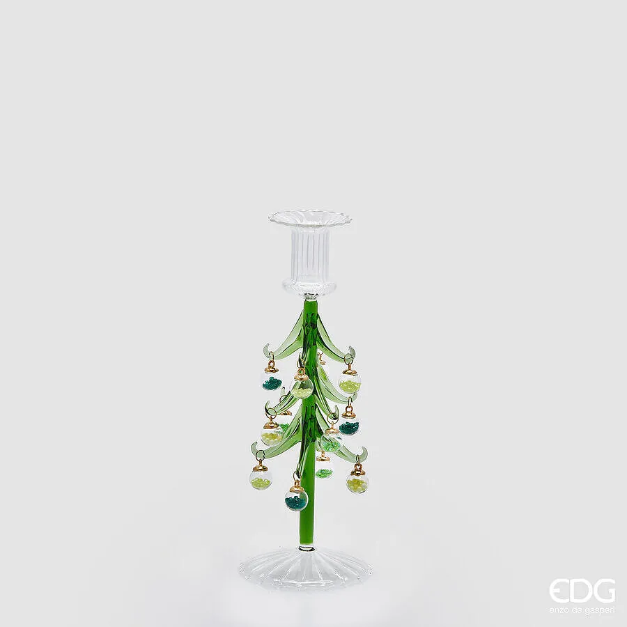 EDG Enzo De Gasperi Portacandela Pino di Natale H 24,5 Cm D 9 Cm Green