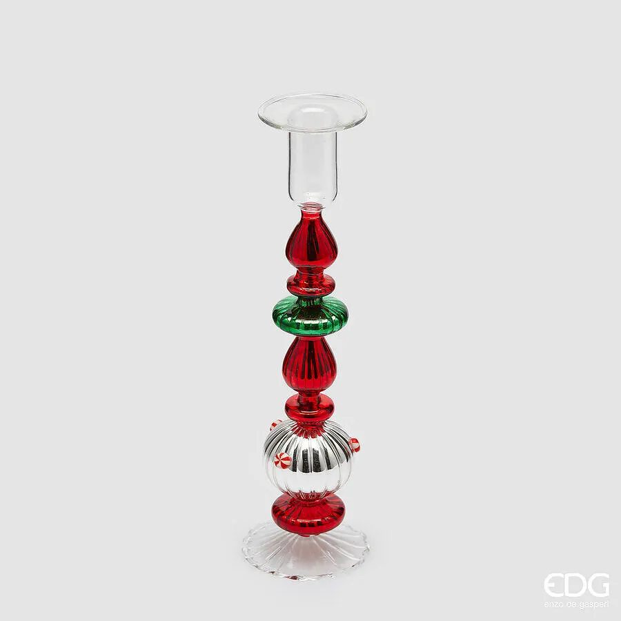 EDG Enzo De Gasperi Portacandela Strati di Natale H 24,5 Cm D 6,5 Cm G
