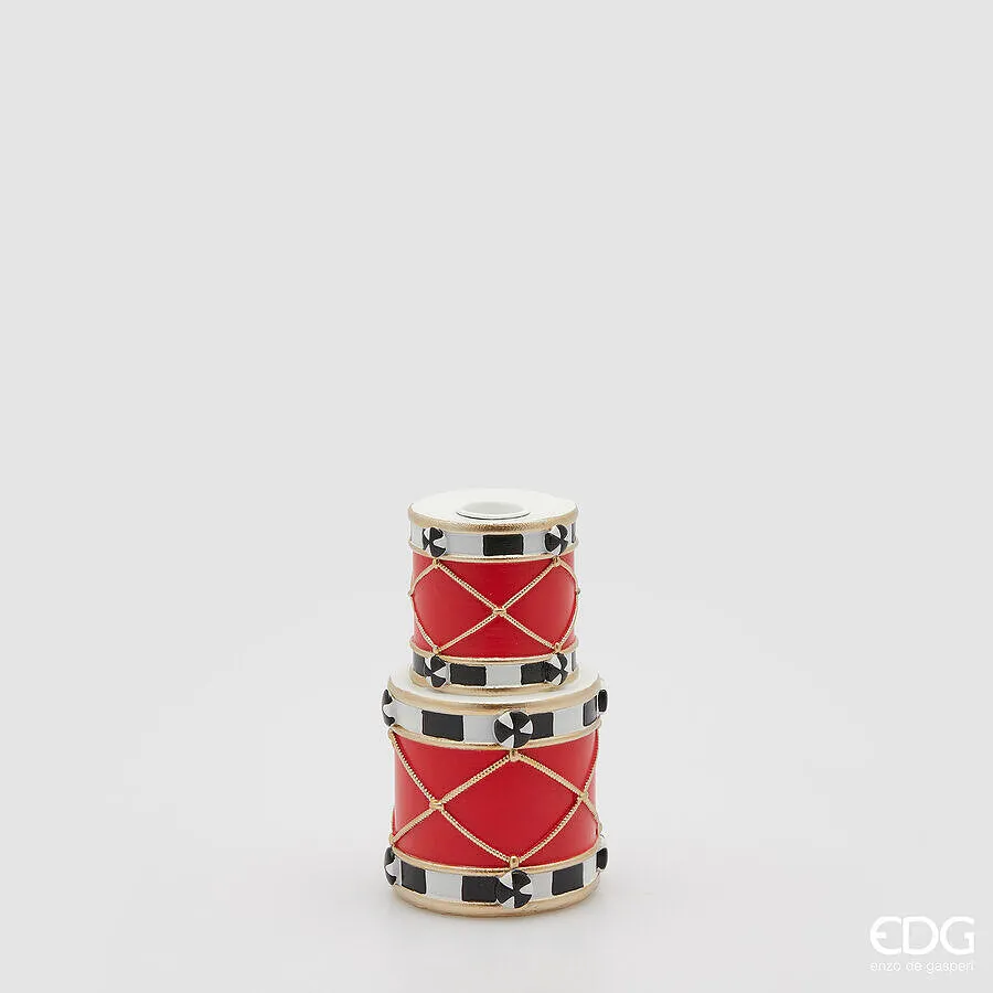 EDG Enzo De Gasperi Portacandela Tamburo Natale H 15 Cm D 8 Cm White B