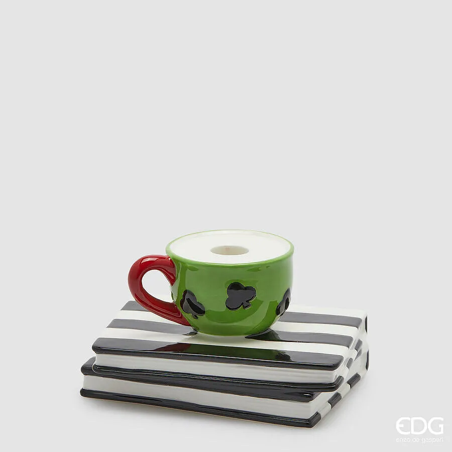 EDG Enzo De Gasperi Portacandela Tazza Libro H 10 Cm L 17 Cm L 14 Cm N