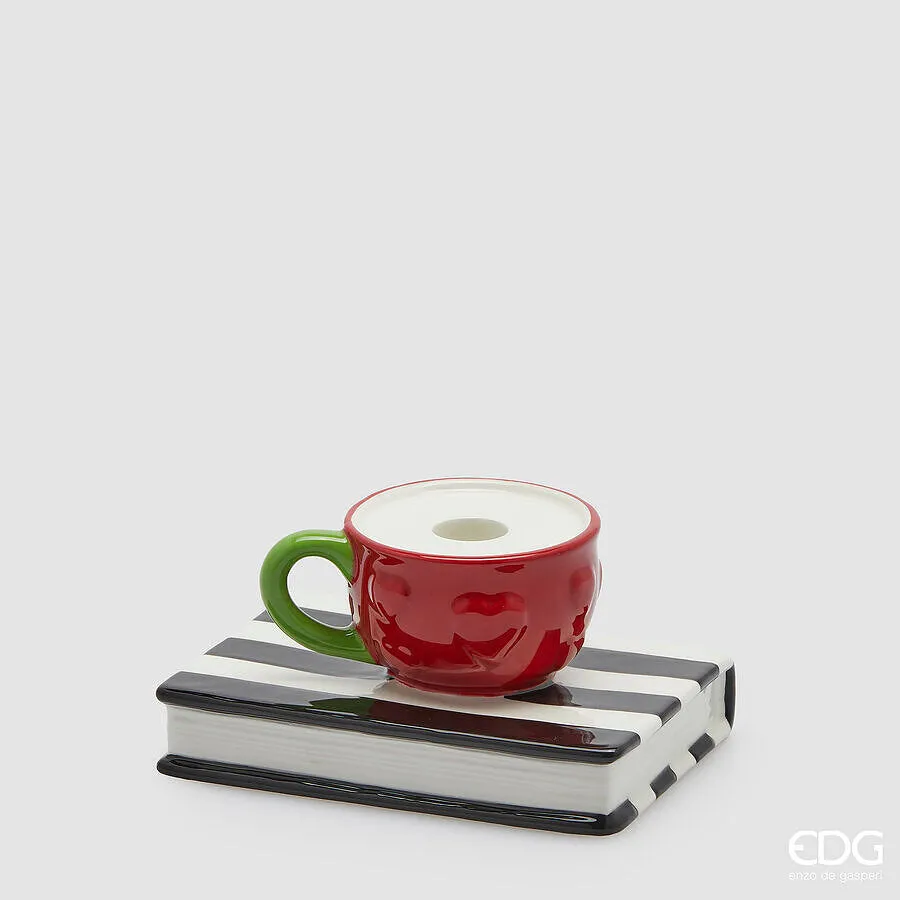 EDG Enzo De Gasperi Portacandela Tazza Libro H 8 Cm L 15 Cm L 12 Cm Na