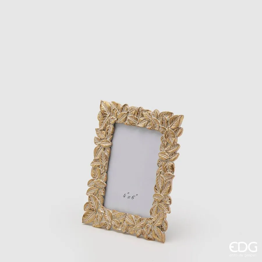 EDG Enzo De Gasperi Portafoto Natale Foglie-Mix 20 x 16 Cm Gold