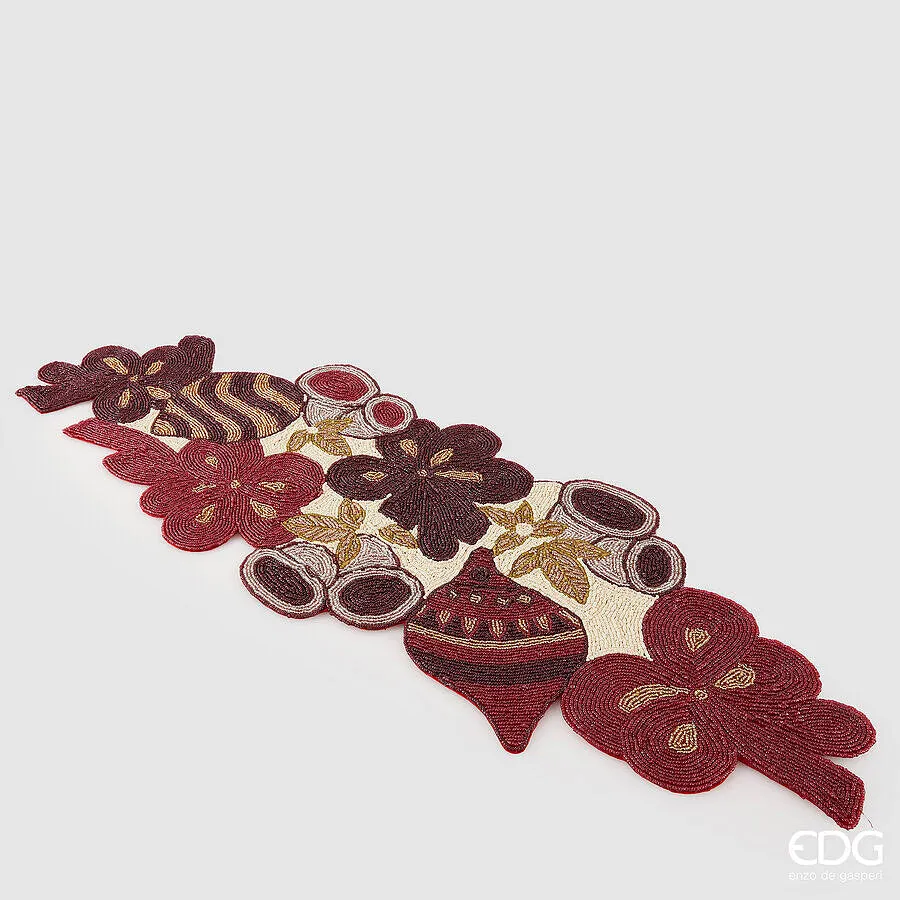 EDG Enzo De Gasperi Runner Decomix di Natale L 90 Cm L 30 Cm White Red