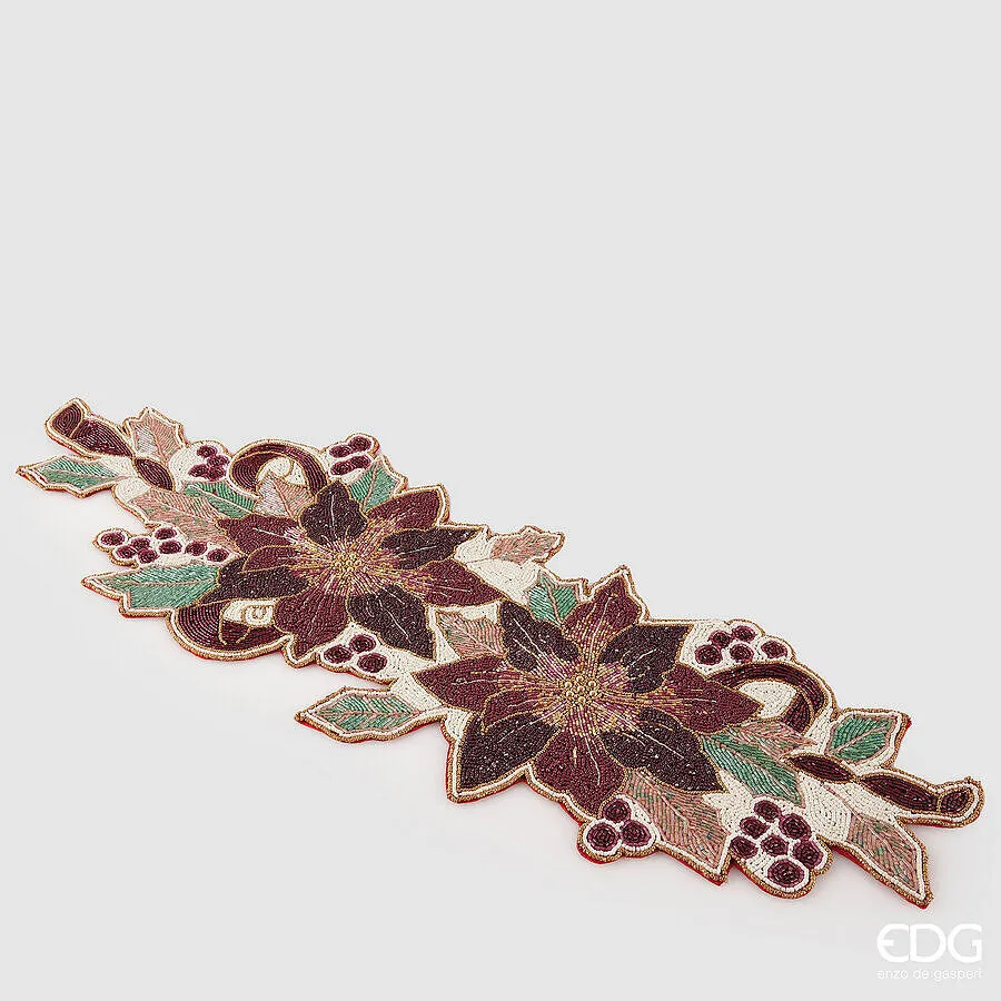 EDG Enzo De Gasperi StellaNatale runner L 90 Cm W 30 Cm with White Red